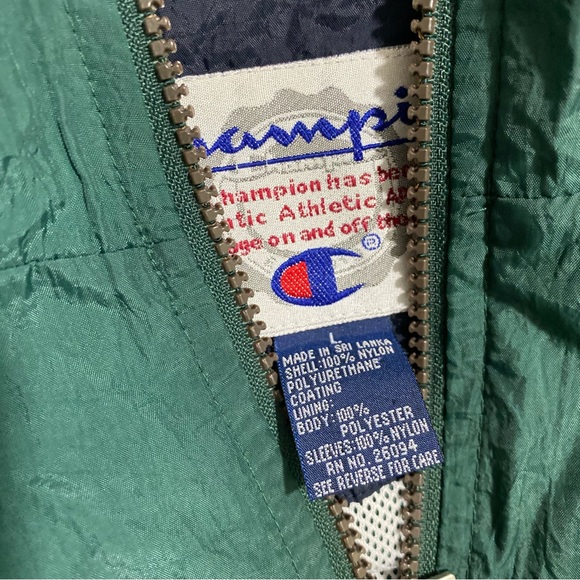Vintage Champion Windbreaker Y2K Streetwear Colorblock Green Off White Navy L - Picture 2 of 11